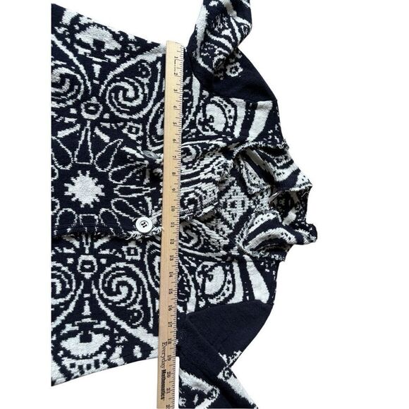 FREE PEOPLE Mandella Intarsia CARDIGAN Knit Jacket size S Boho Black White - Picture 6 of 10